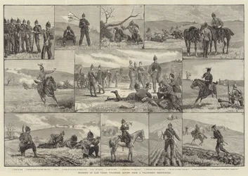 Incidenten van de vrijwilligersrecensie van vorig jaar, uit een vrijwilligersschetsboek